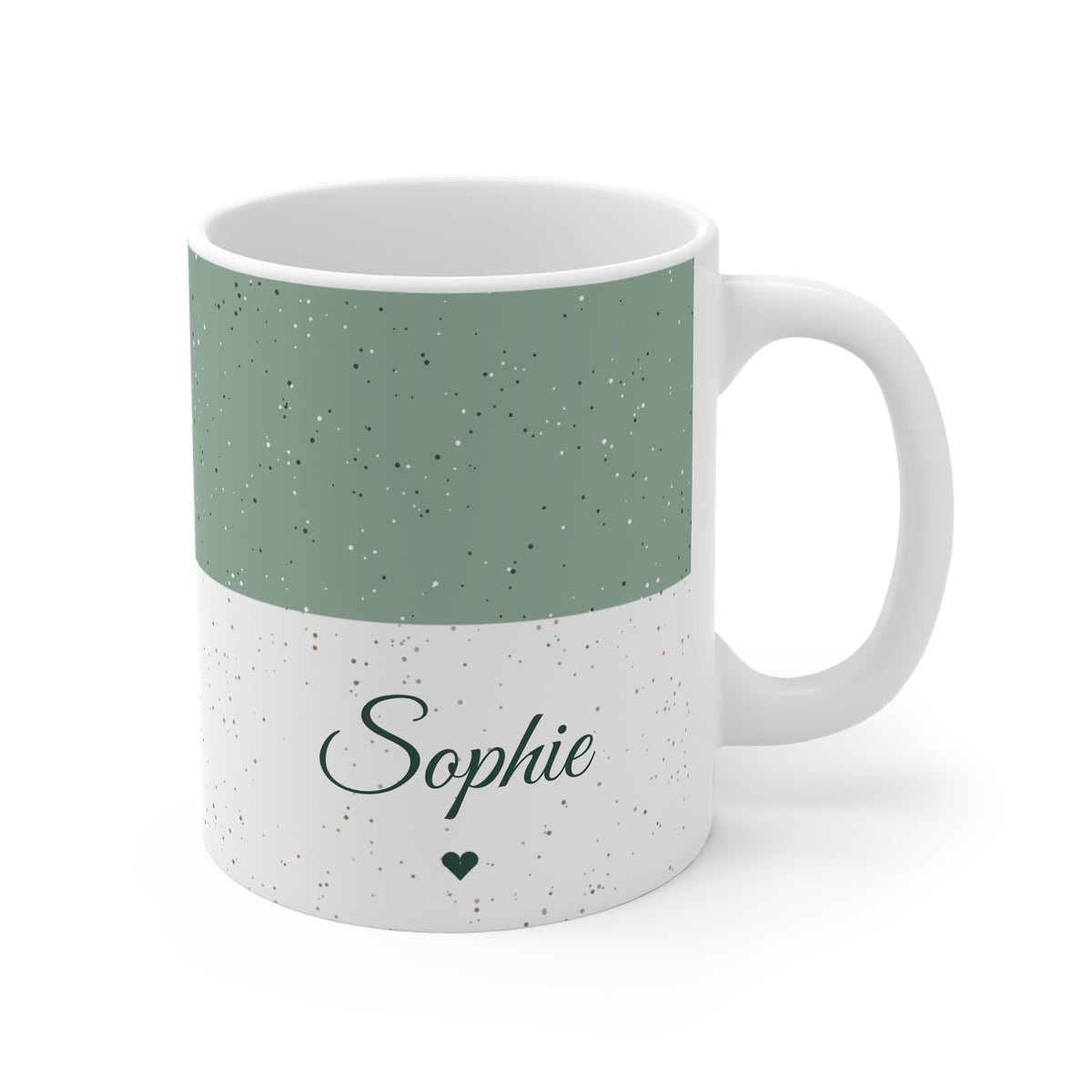 Sage green personalised name mug, product view