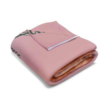 Dusty pink personalised photo blanket with a pet photo and name, product view
