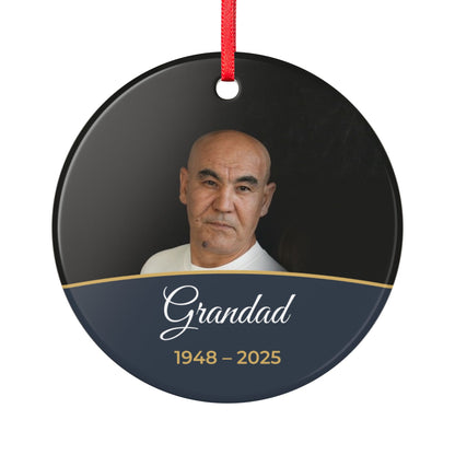 Slate personalised memorial photo bauble, product view