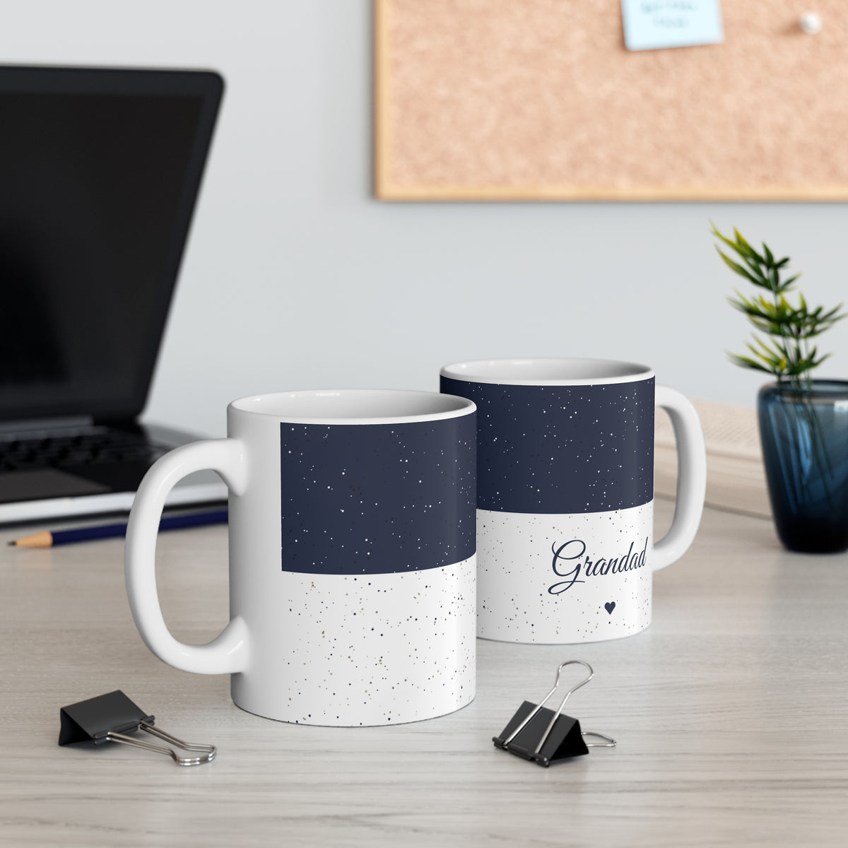 Midnight blue personalised name mug, product view