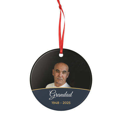 Slate personalised memorial photo bauble, product view